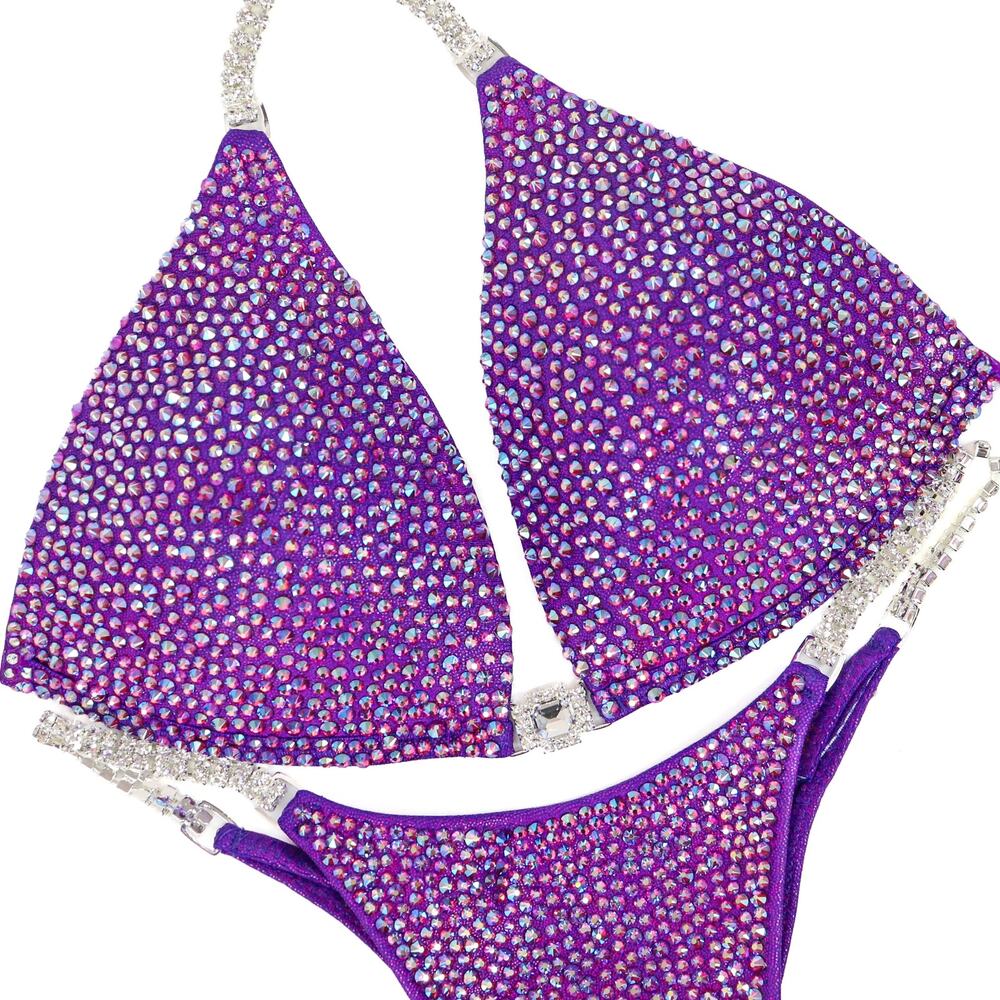 Angel Competition Bikinis Purple Fuchsia AB Radiance. Medium Molded/Pro.